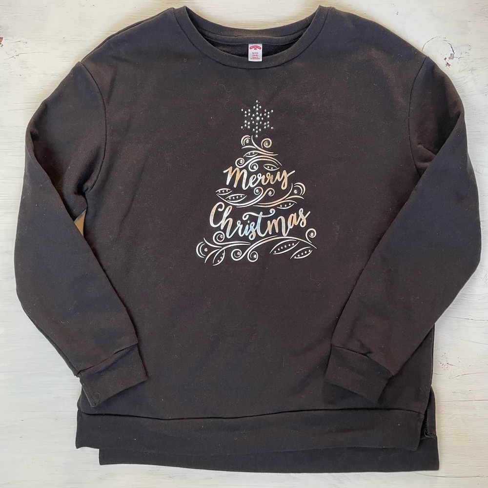 Silver Christmas Tree Gray Sweatshirt Size Small